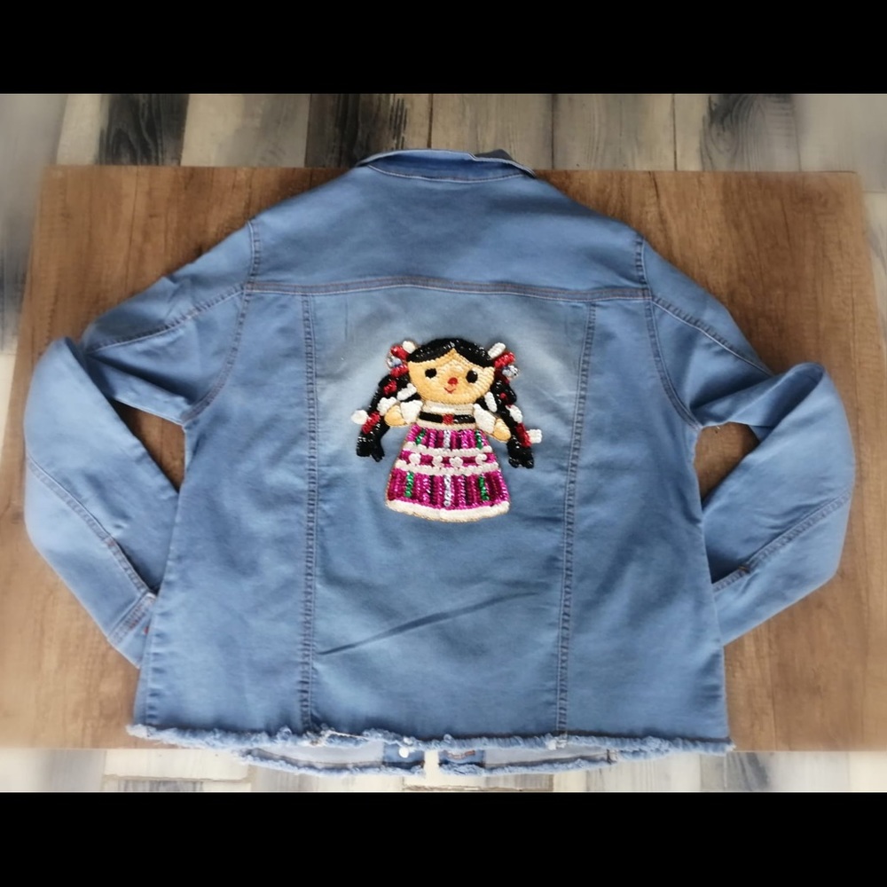 Mexican Denim Jacket embroidered, new without tags